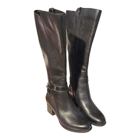 Naturalizer Black Leather Heeled Boots Size 6.5 - Picture 9 of 11